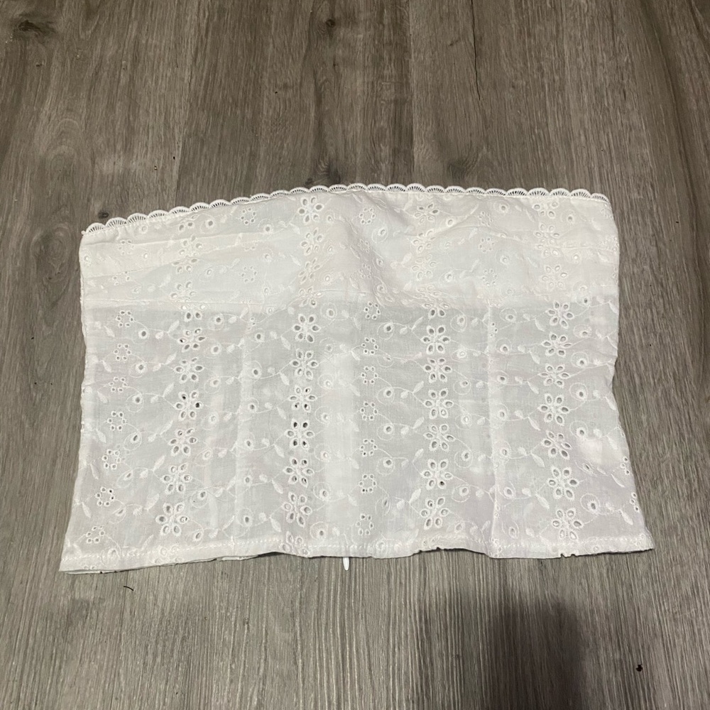 White Eyelet Lace Tube Top